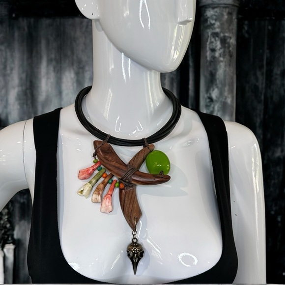 Witchy Goth Tribal Salvage Assemblage Necklace - Picture 1 of 11